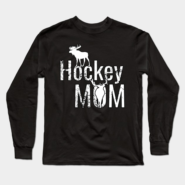 American Hockey Mom in White and Black Long Sleeve T-Shirt by M Dee Signs